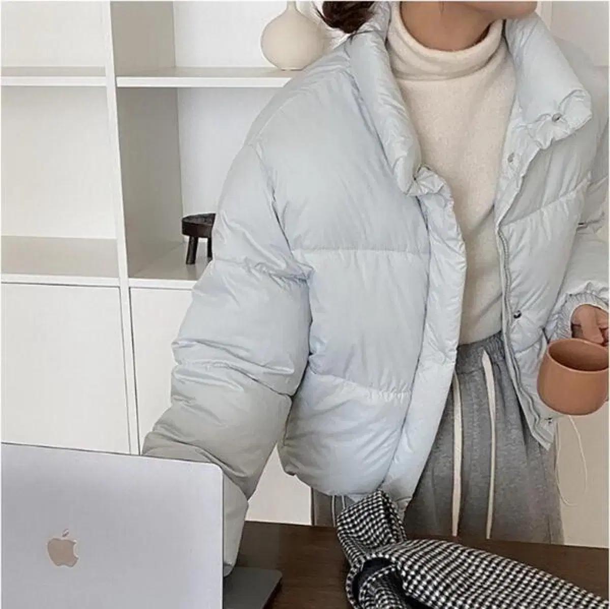 여성 프리사이즈 숏패딩 블루그레이 새상품