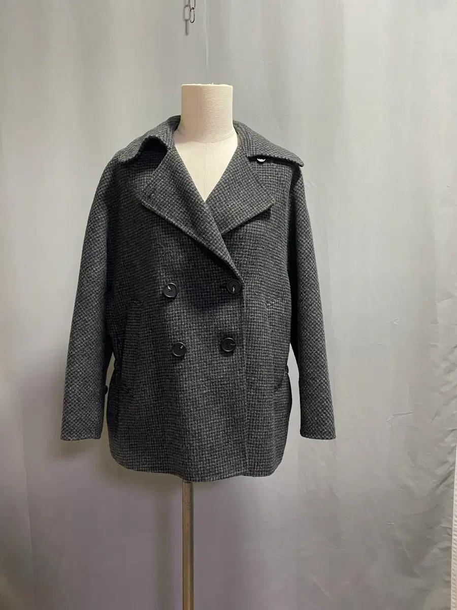 [라우엘]  차콜 울 혼방 숏 코트