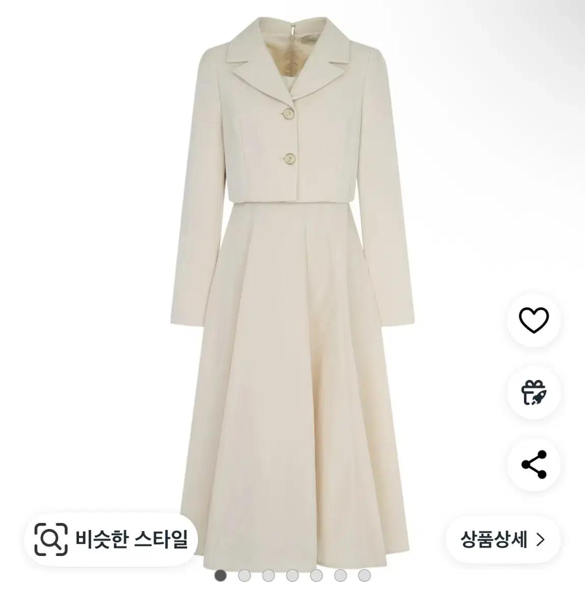 (새상품, 66, 봄/가을용) 라인 어디션 오픈 카라 플레어 원피스