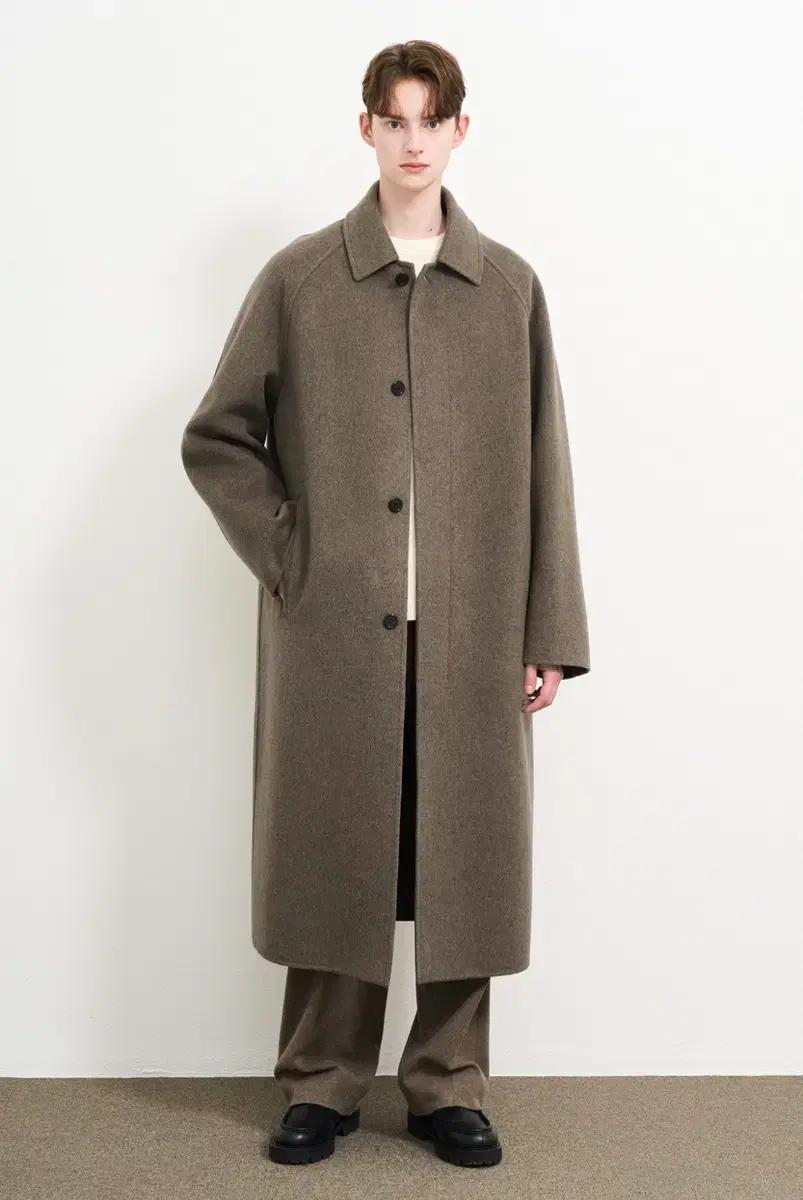 24FW 타임옴므 캐시미어 블렌드 백 플리츠 발마칸 코트 95 토프그레이