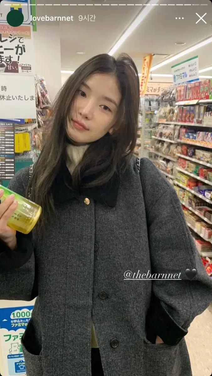 새상품) 더바넷 코듀로이 카라 헤링본 숏 코트 챠콜 xs