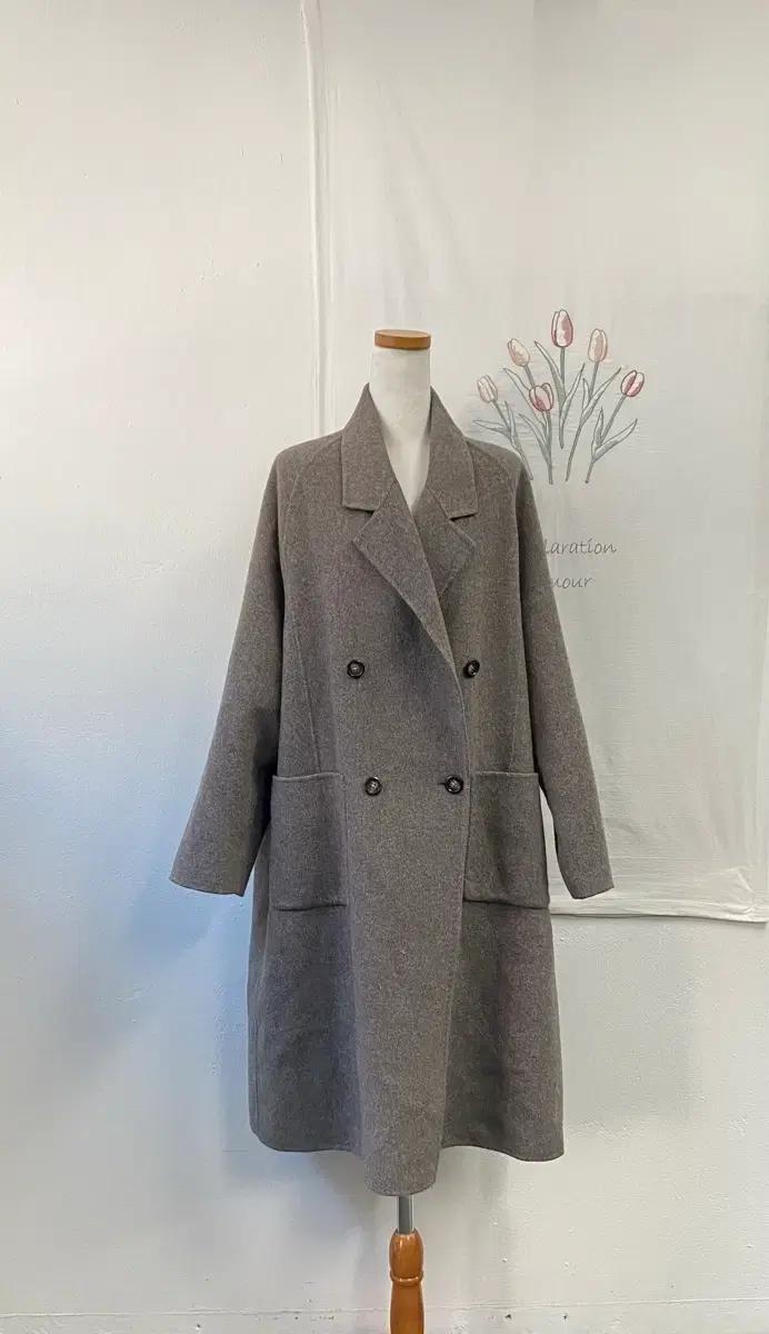 코인코드 헤링본 모직 더블 버튼 롱코트