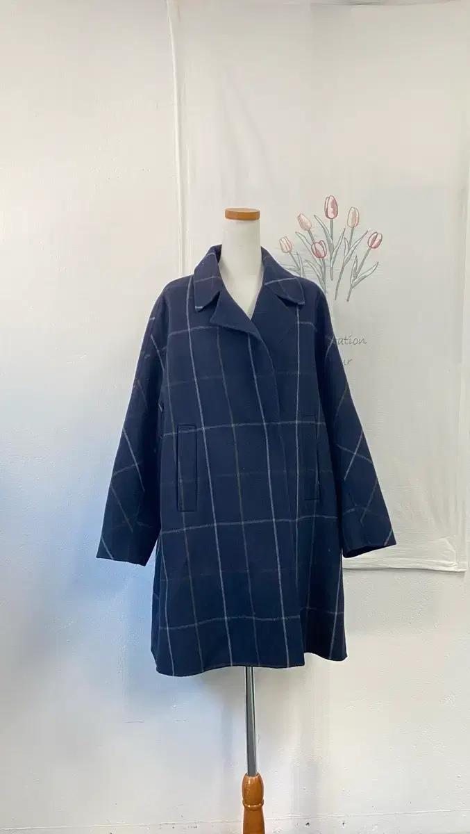 지컷 오버핏 체크 롱 코트55~66