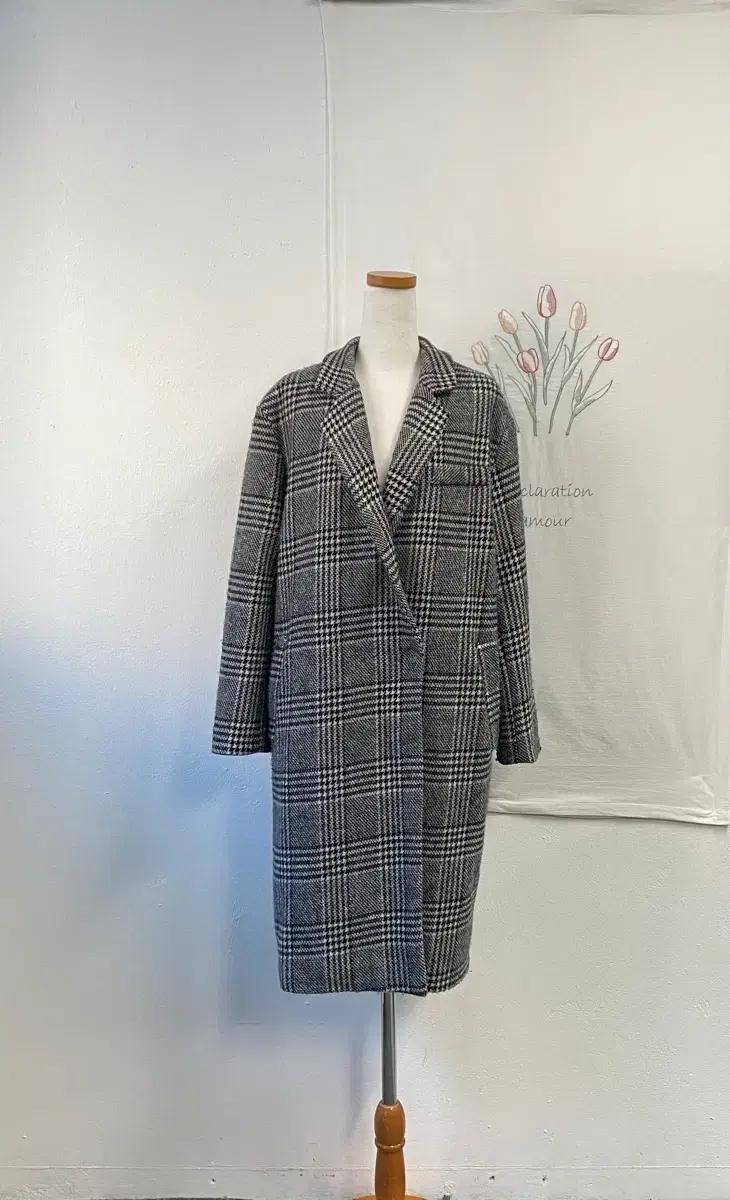 스타일난다 울혼방 체크패턴 롱 코트