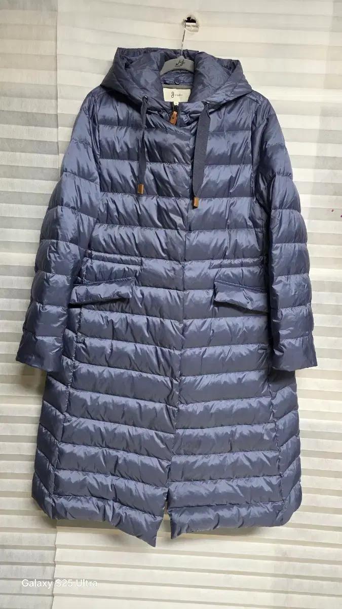 jj studio 롱 후드 패딩 코트 블루