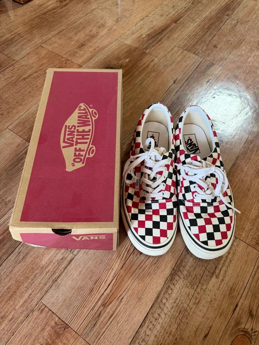 반스 체커보드 레드/블랙 스니커즈 박스포함