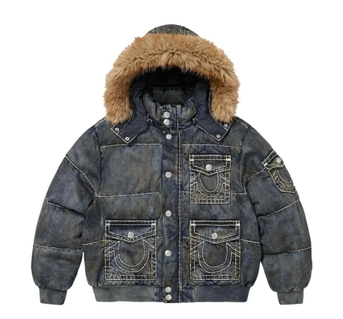 슈프림 트루릴리전 퍼퍼 자켓 더티인디고 s