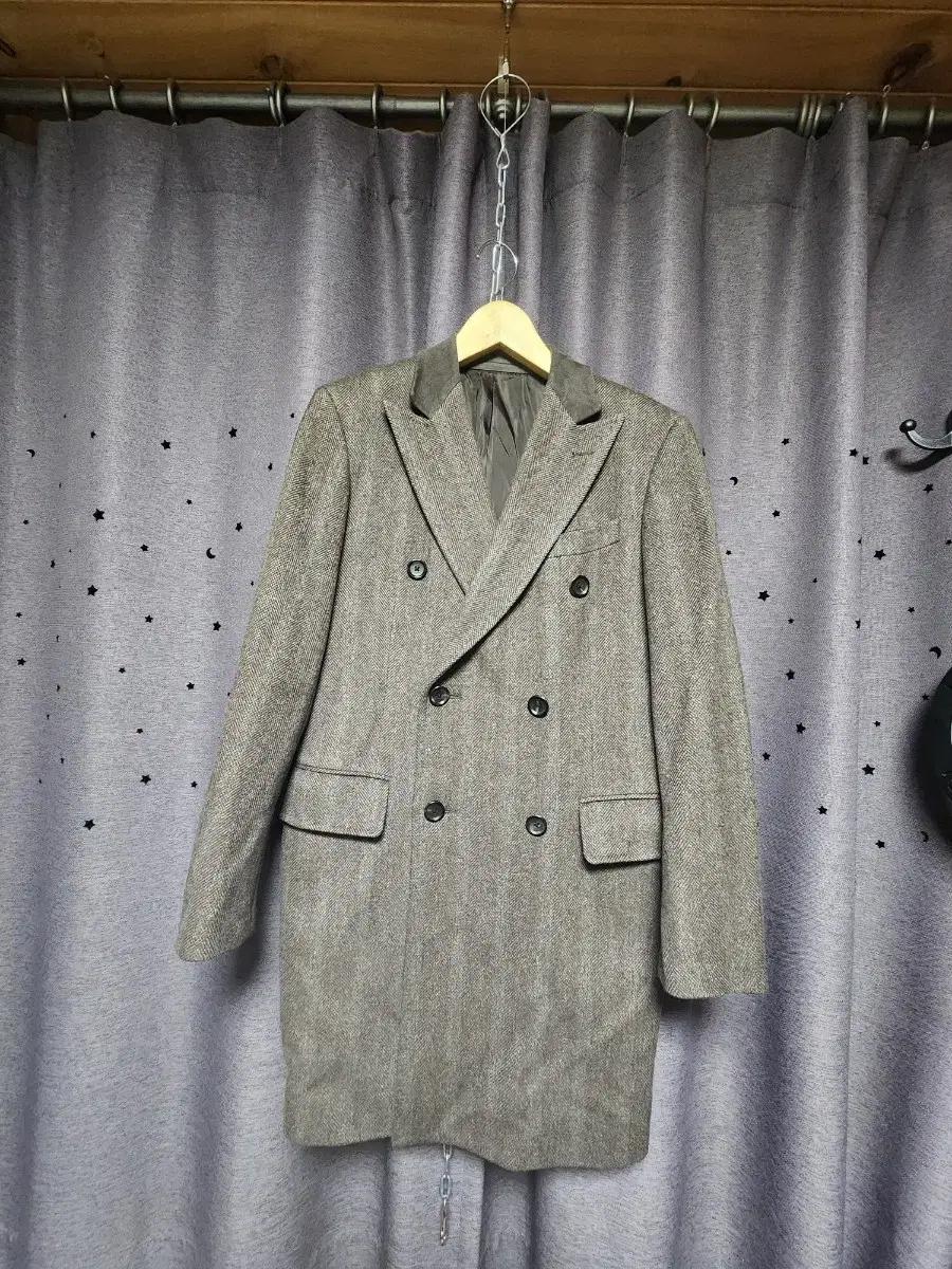 더반 DURBAN 남성 헤링본 캐시미어 더블코트-M