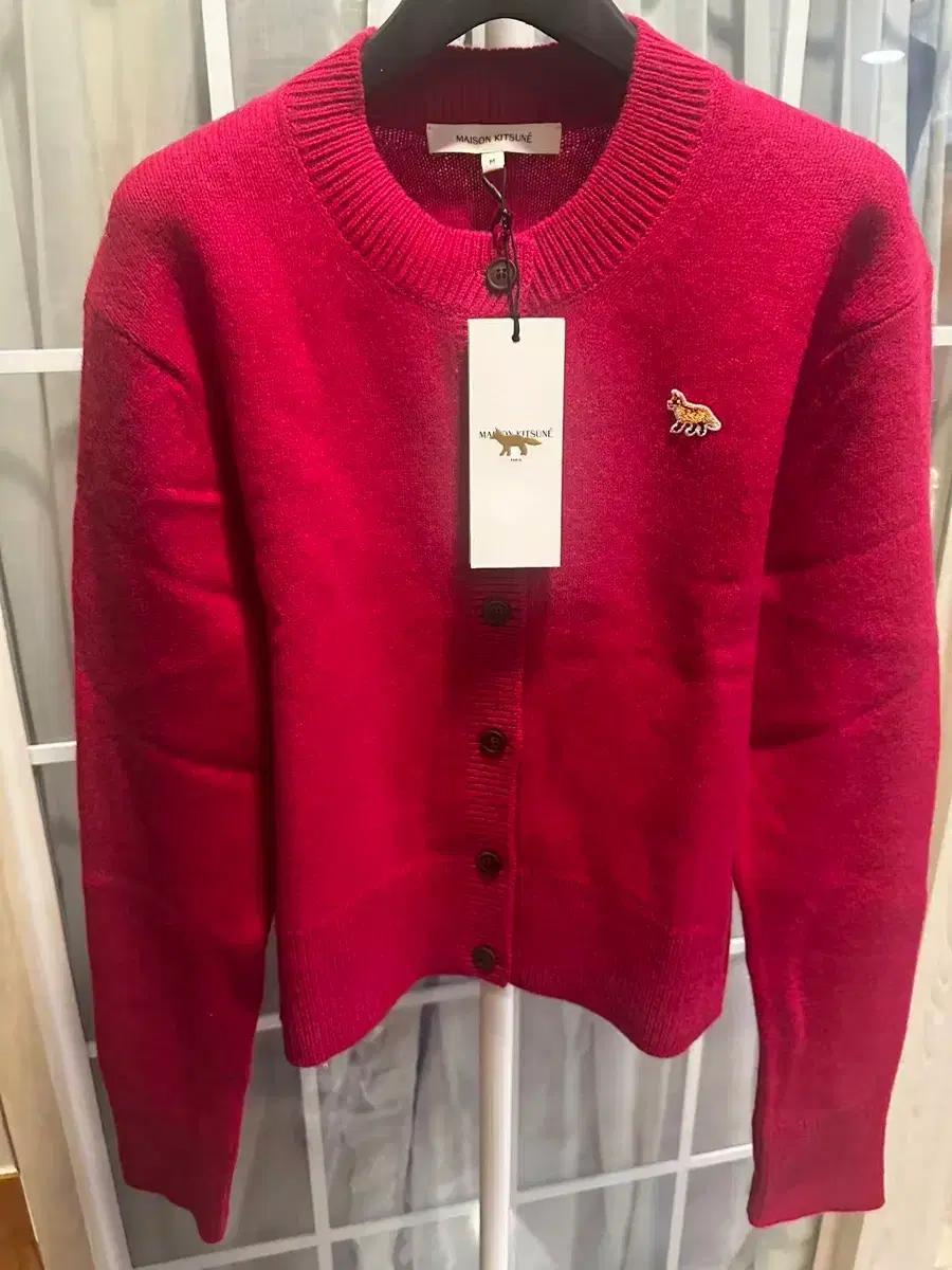 메종키츠네 폭스 패치 가디건 레드