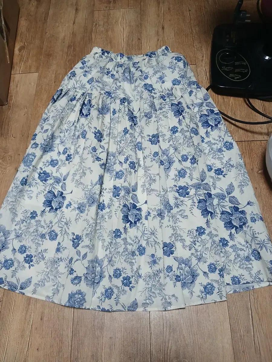 플라워 봄 패턴 롱 스커트