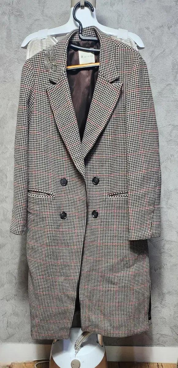 잇미샤 울혼방 체크 롱코트