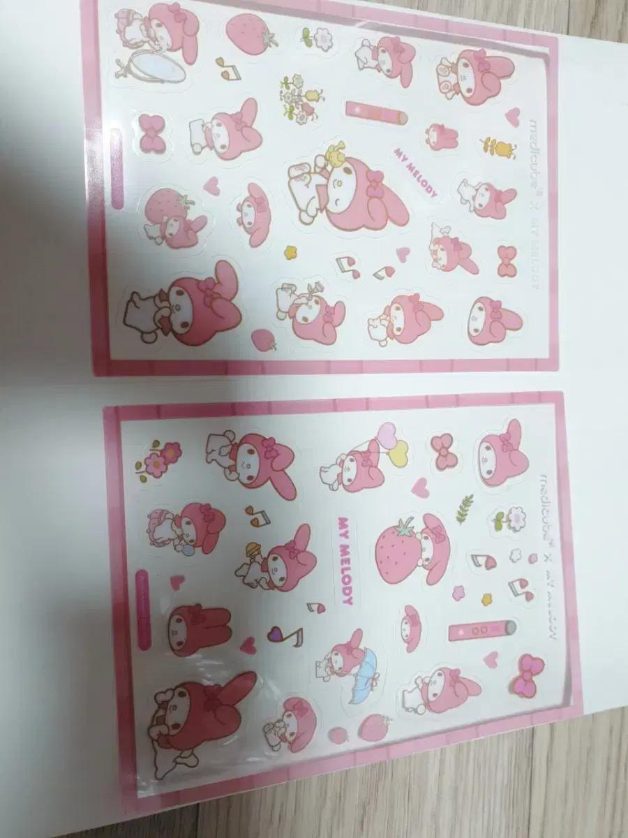 새상품 2장셋트) 마이멜로디 투명 스티커, 다꾸 스티카 MY MELODY