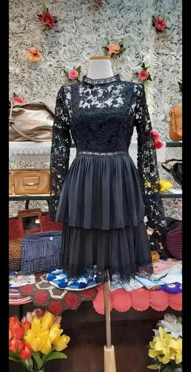 ZARA 레이스 + 쉬폰 미니원피스 (55 66)