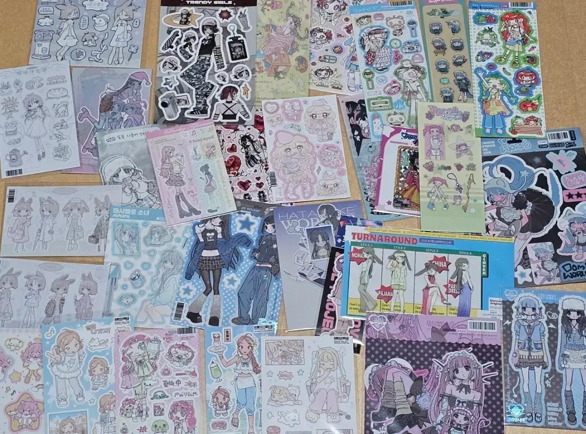 미소녀 스티커/다꾸 스티커/인물 스티커/캐릭터 스티커 약 50장 판매