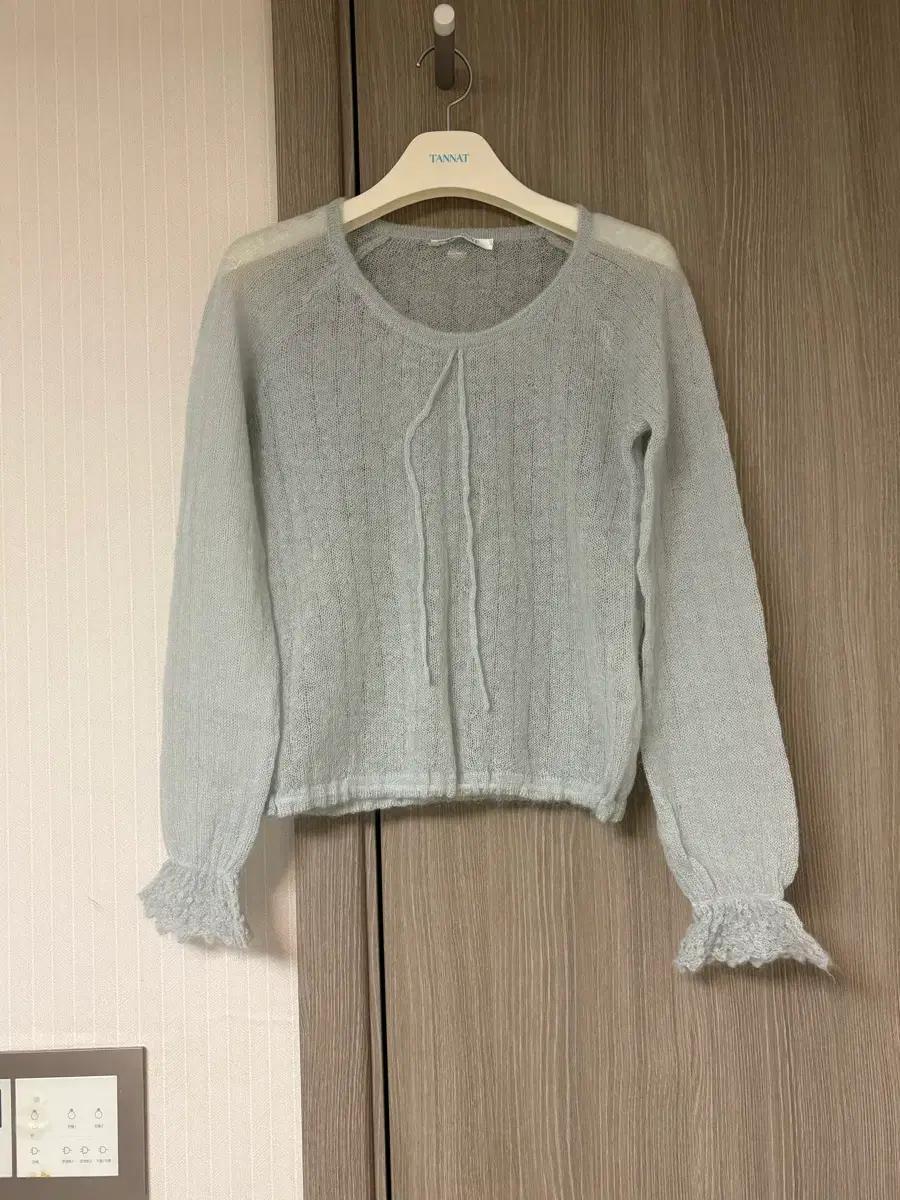 타낫 모헤어 레이스 니트 블루