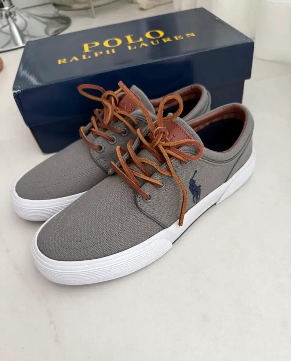 남성 새상품 폴로 랄프로렌 팩슨 로우 캔버스 스니커즈 255사이즈