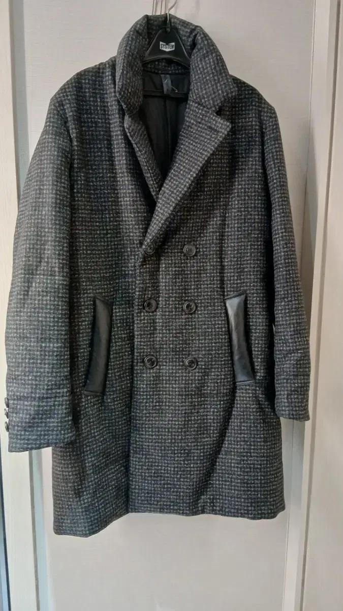 커스텀멜로우  남성 체크 패딩 모직 코트