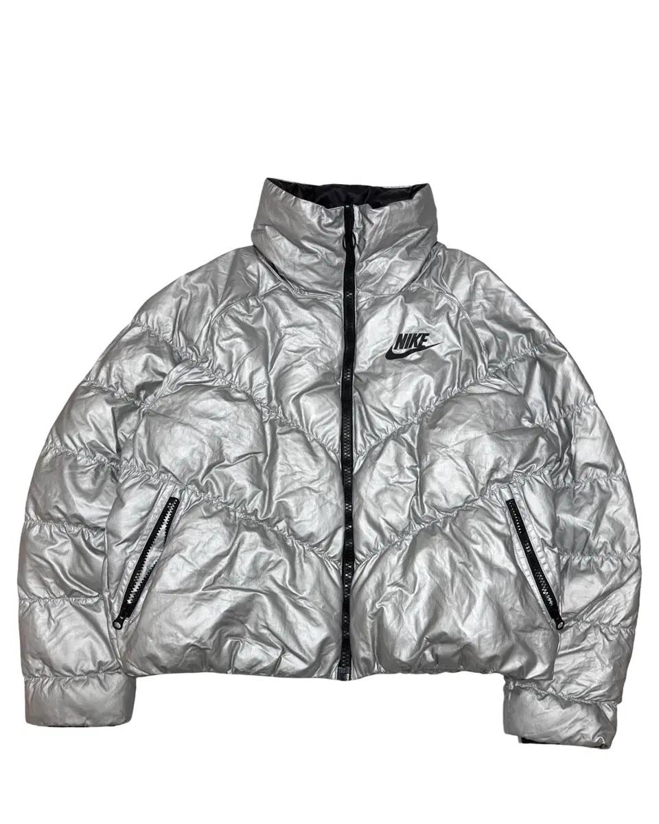 나이키 메탈릭 실버 푸퍼 패딩