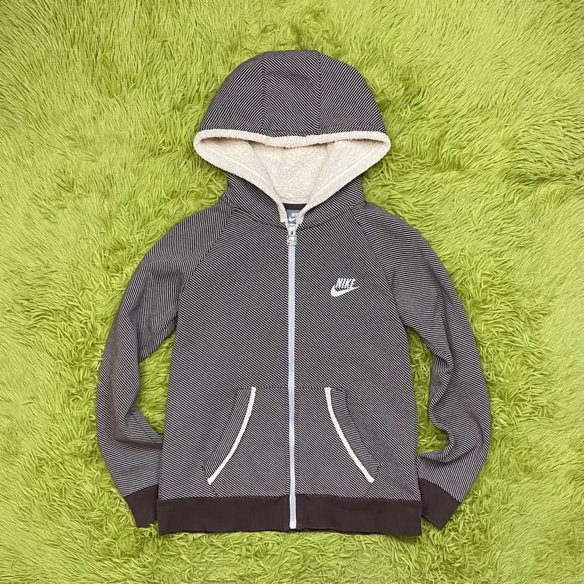 2000s 나이키 글리터 로고 쉐르파 라인 풀 집 후드 스웻 자켓