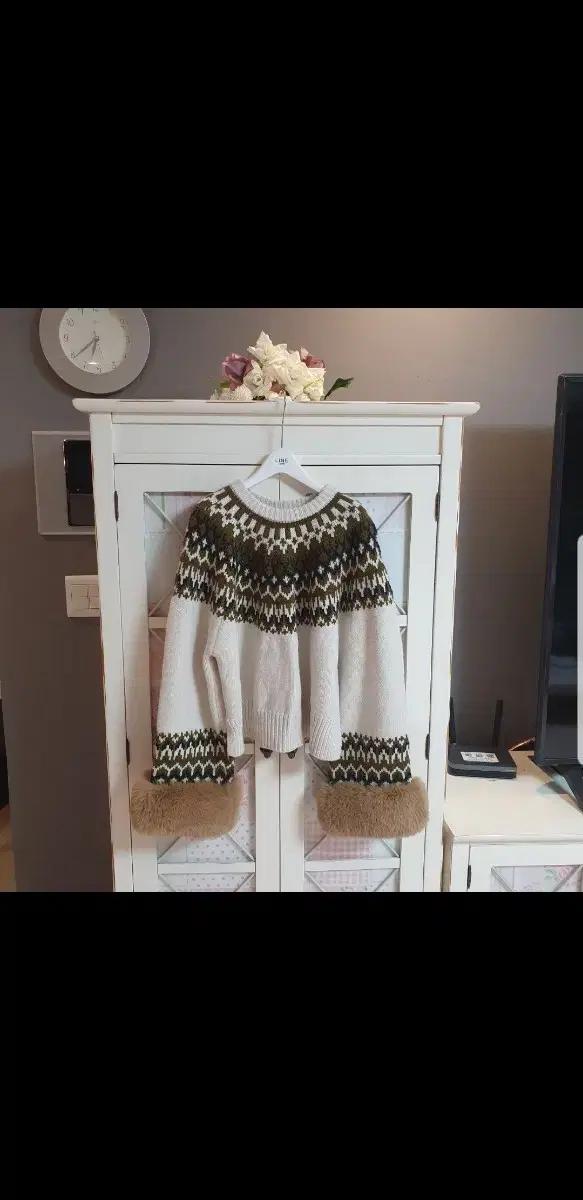 페어아일 퍼프 소매 니트 스웨터/66-77