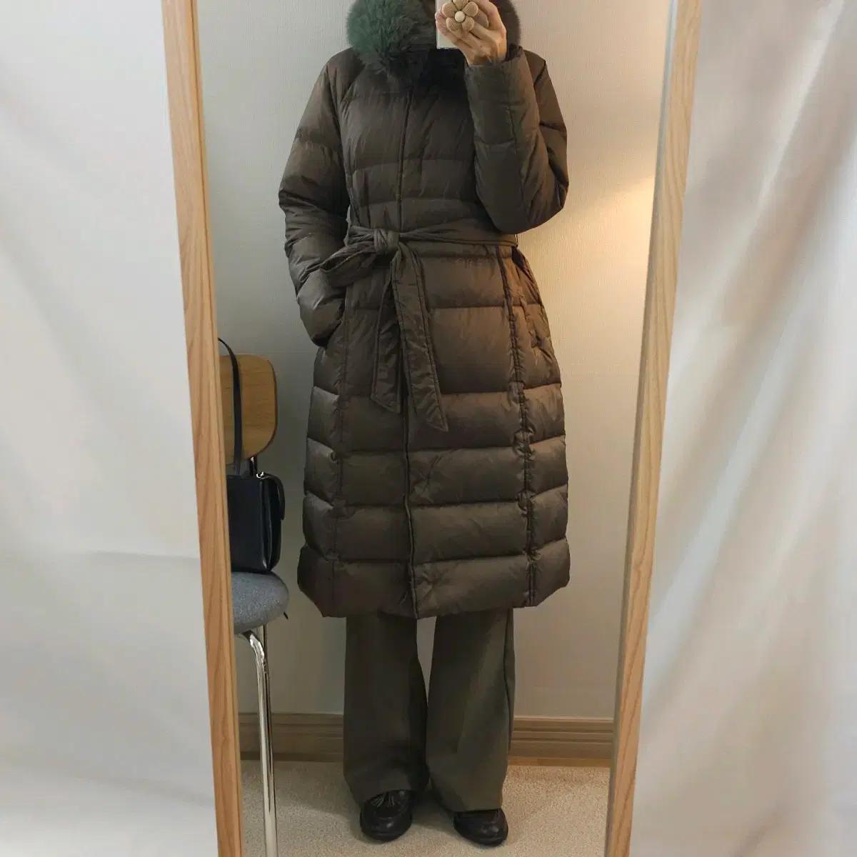 (7)Bonispax 여성 여우털 롱패딩 코트 구스다운 겨울 자켓