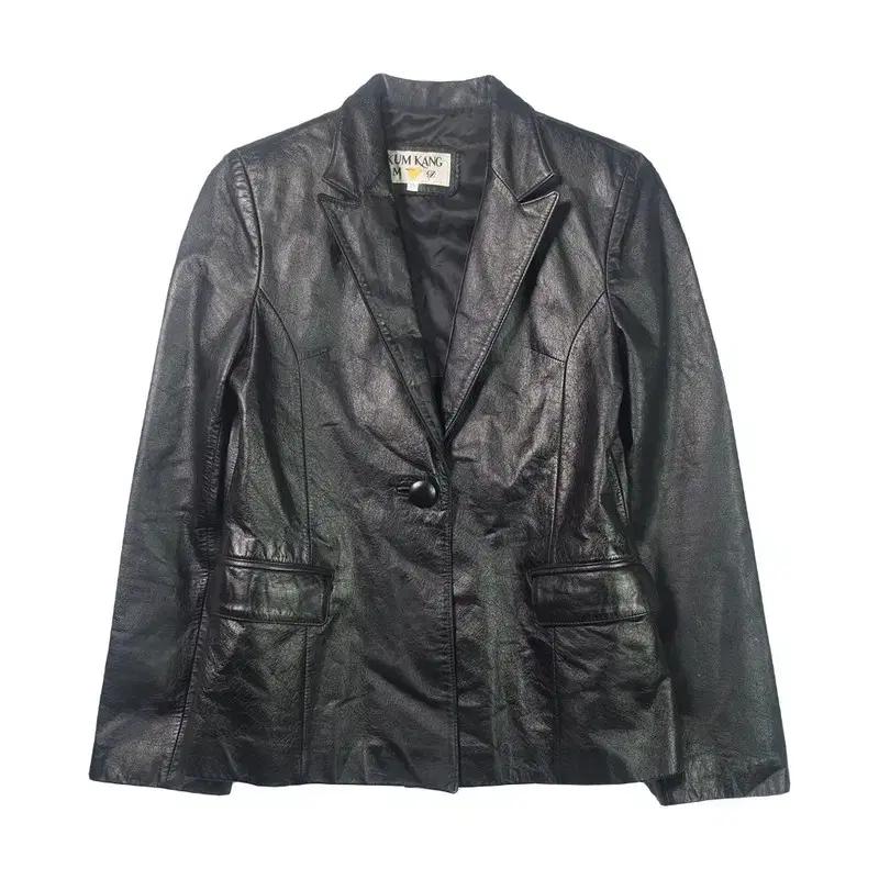 KUM KANG 블랙 가죽 블레이저 자켓 M