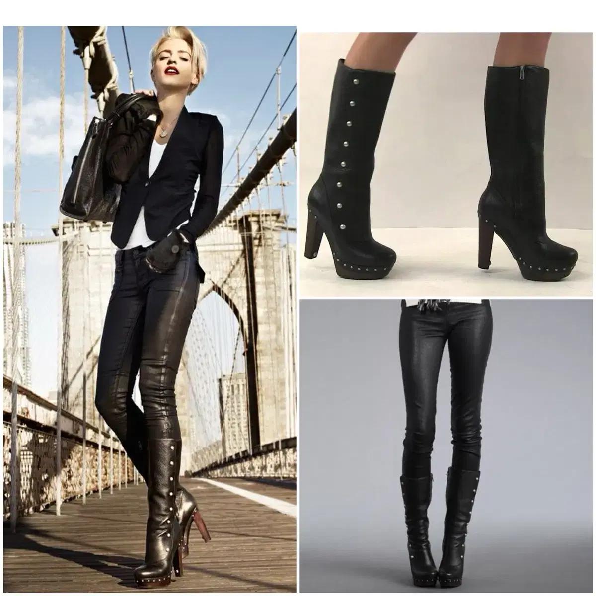 Rare 90s UGG 스터드 청키 플랫폼 웨지 어그 롱부츠힐 통굽