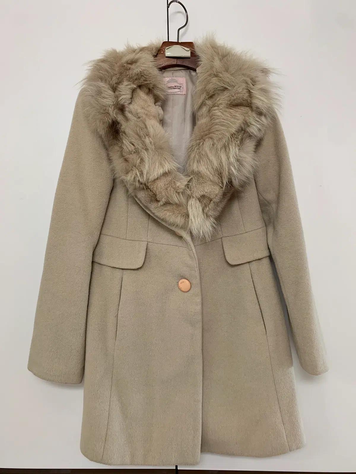 여성 소프 SOUP 퍼카라 울코트 베이지 66 데이트 하객룩 오피스룩