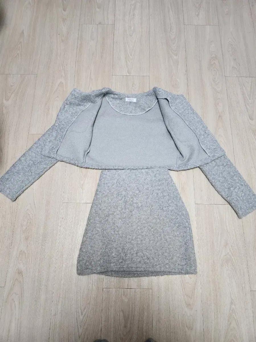 여성 그레이 니트 투피스 세트