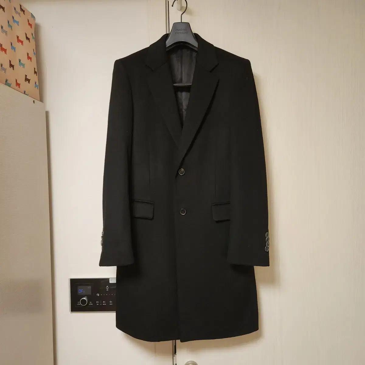 타임 피아첸자 캐시미어100% 싱글 코트 블랙 100