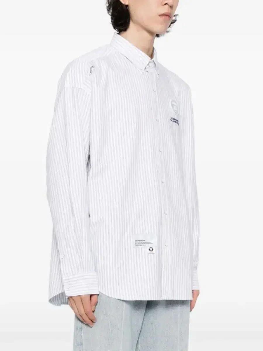 (L) Aape 스트라이프 코튼 옥스포드 셔츠