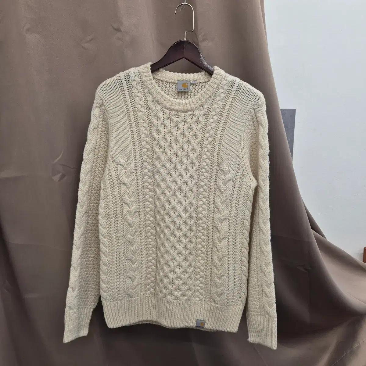 칼하트 아이보리 케이블 니트 스웨터 S
