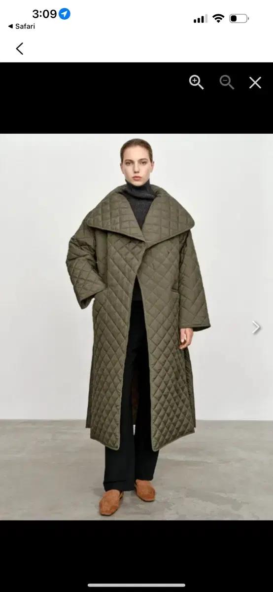 토템 시그니처 퀼티드 퀼팅 코트 카키 s