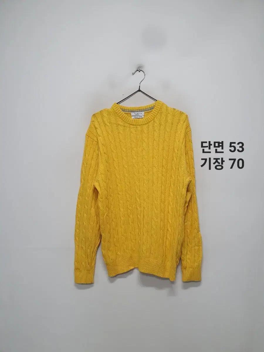 올젠 옐로우 울캐시미어 케이블 니트 스웨터