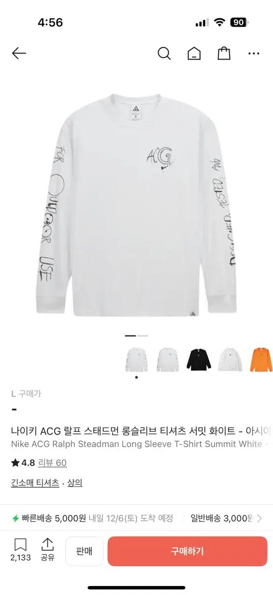 나이키 ACG 랄프 스태드먼 롱슬리브 티셔츠 서밋 화이트 - 아시아