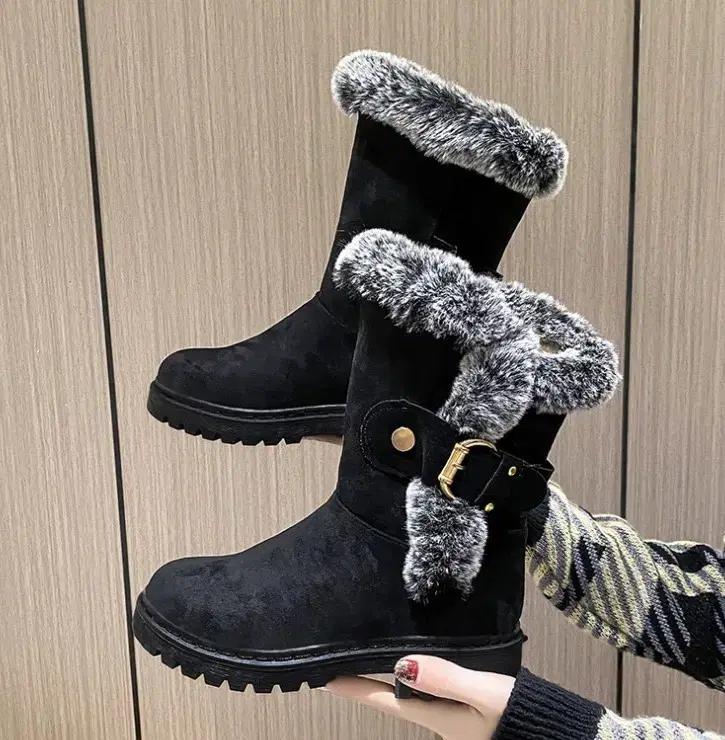 여성 미들 털부츠 키높이 4.3cm