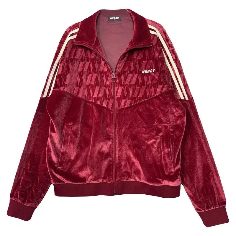 널디 버건디 빈티지 트랙탑 집업 저지 S