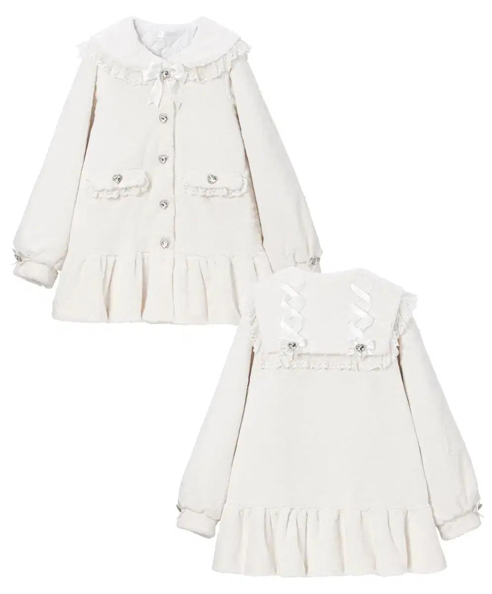 디마럽 디어마이러브 백 레이스 업 비쥬 세일러 퍼 코트