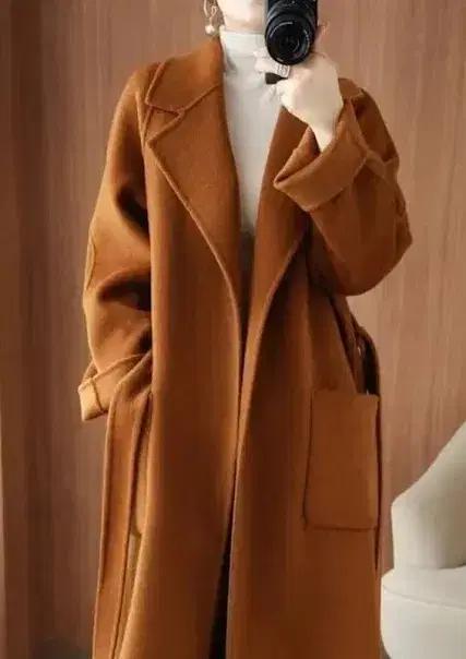 브라운 롱 코트 여성용(배수ㅇ)