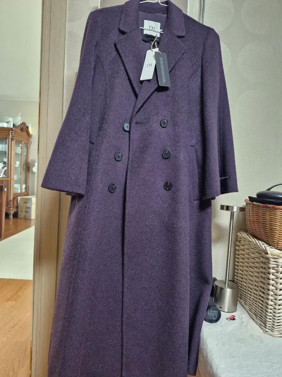 잇미샤 캐시미어 더블 롱코트 퍼플
