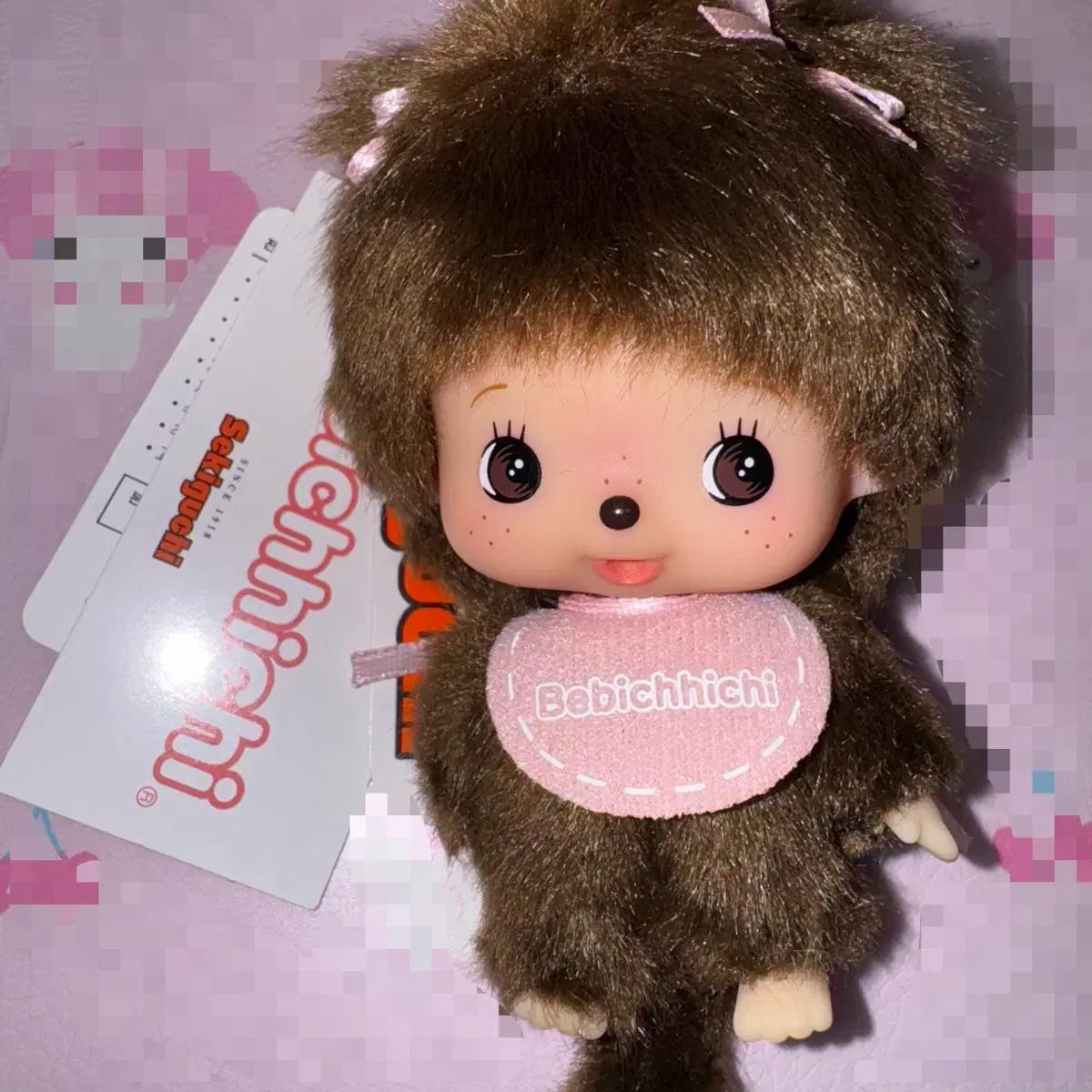 몬치치 베비치치 여아 / ss 마스코트 키링 인형 빅헤드 걸 핑크