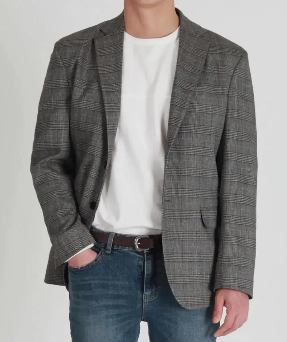 모디파이드 글렌체크 남자 싱글 블레이저 L