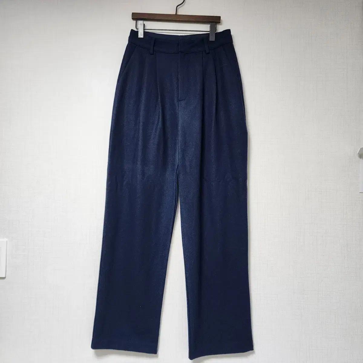스타일난다 네이비 와이드 모직 슬랙스 팬츠 S