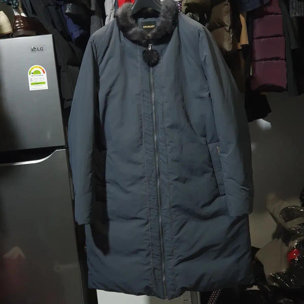 그린조이. ( 밍크 트리밍)   짚업  다운. 롱 패딩 코트