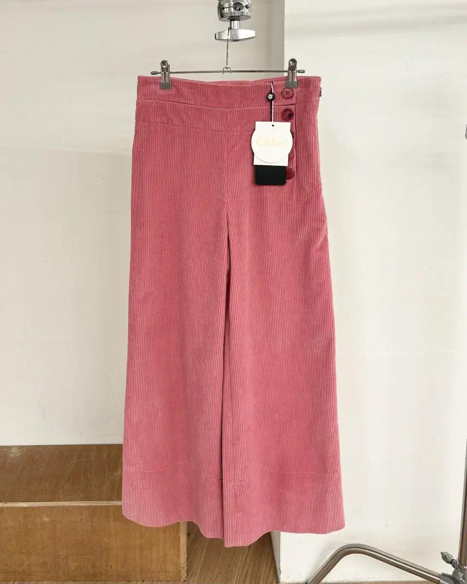 끌로에 핑크 코듀로이 와이드 팬츠