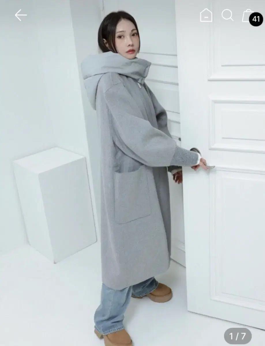 (새상품) 하시에 핸드메이드 캐시미어 코트