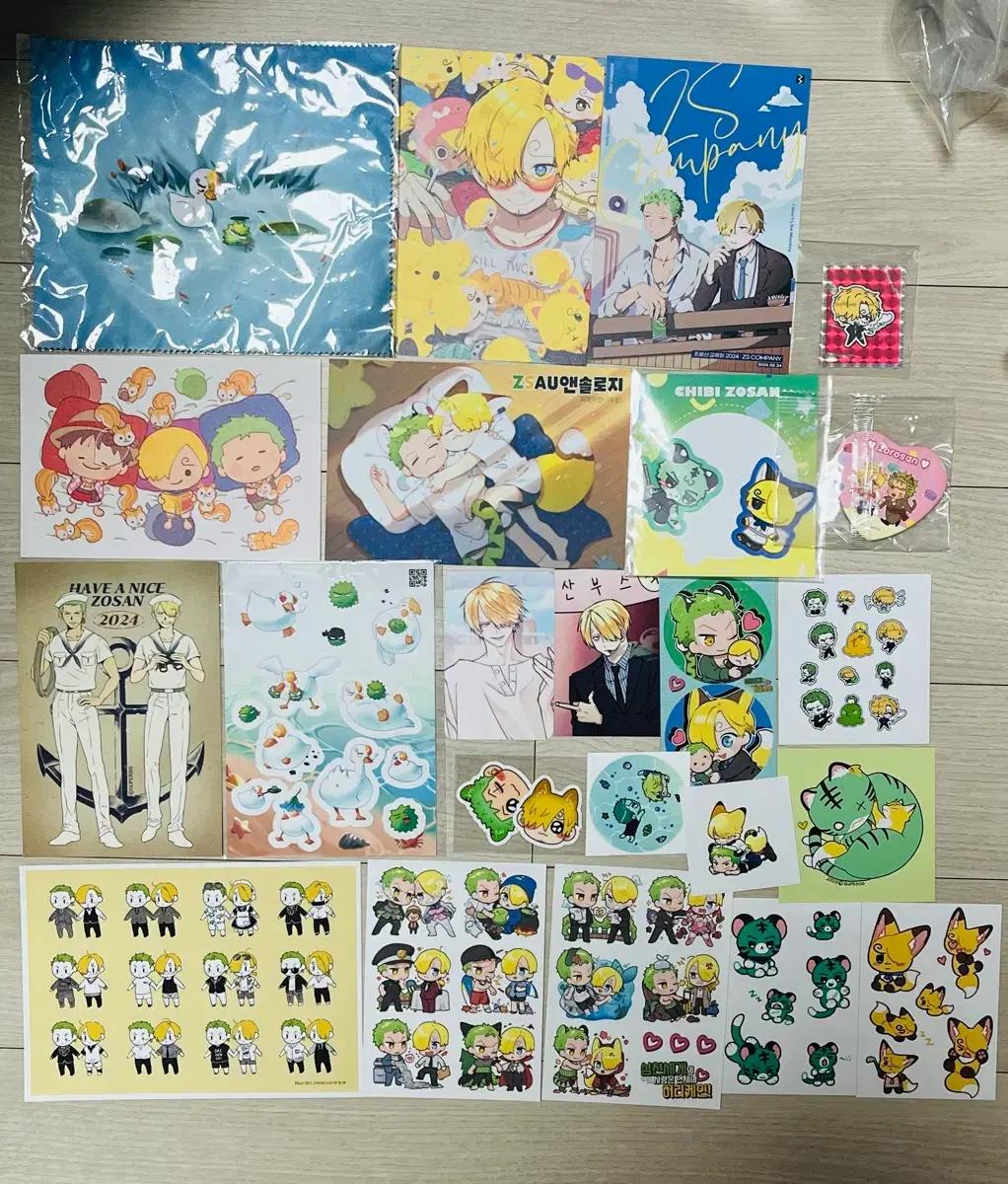 원피스 조로산 엽서, 스티커 등 지류굿즈들 & 안경닦이