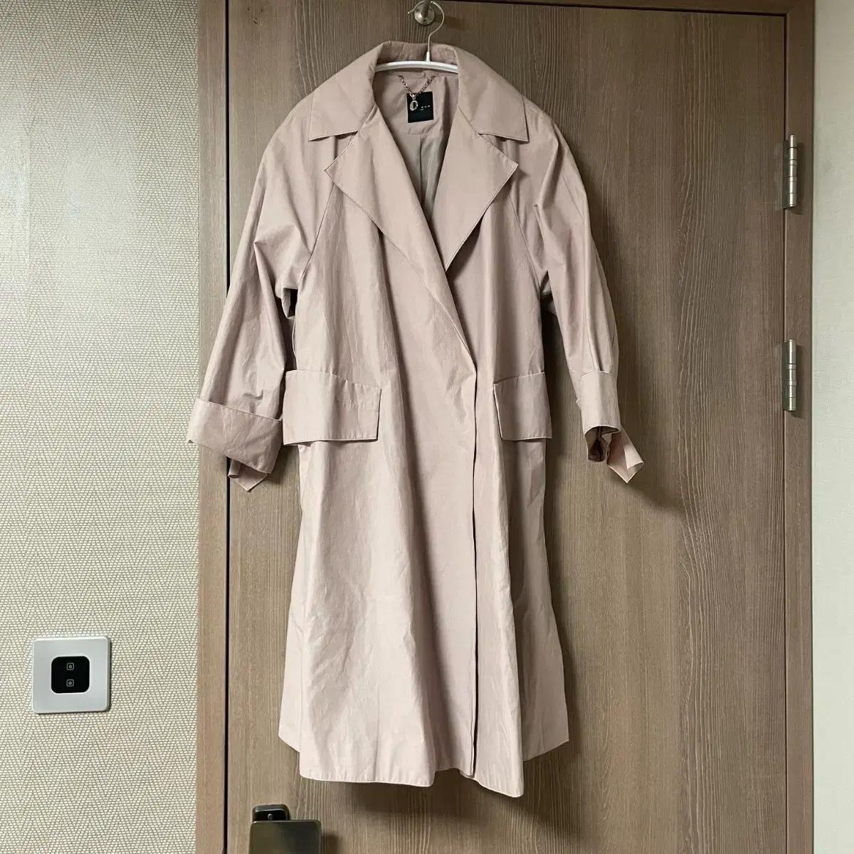 미샤 핑크 베이지 트렌치 코트 롱 자켓 베이비핑크