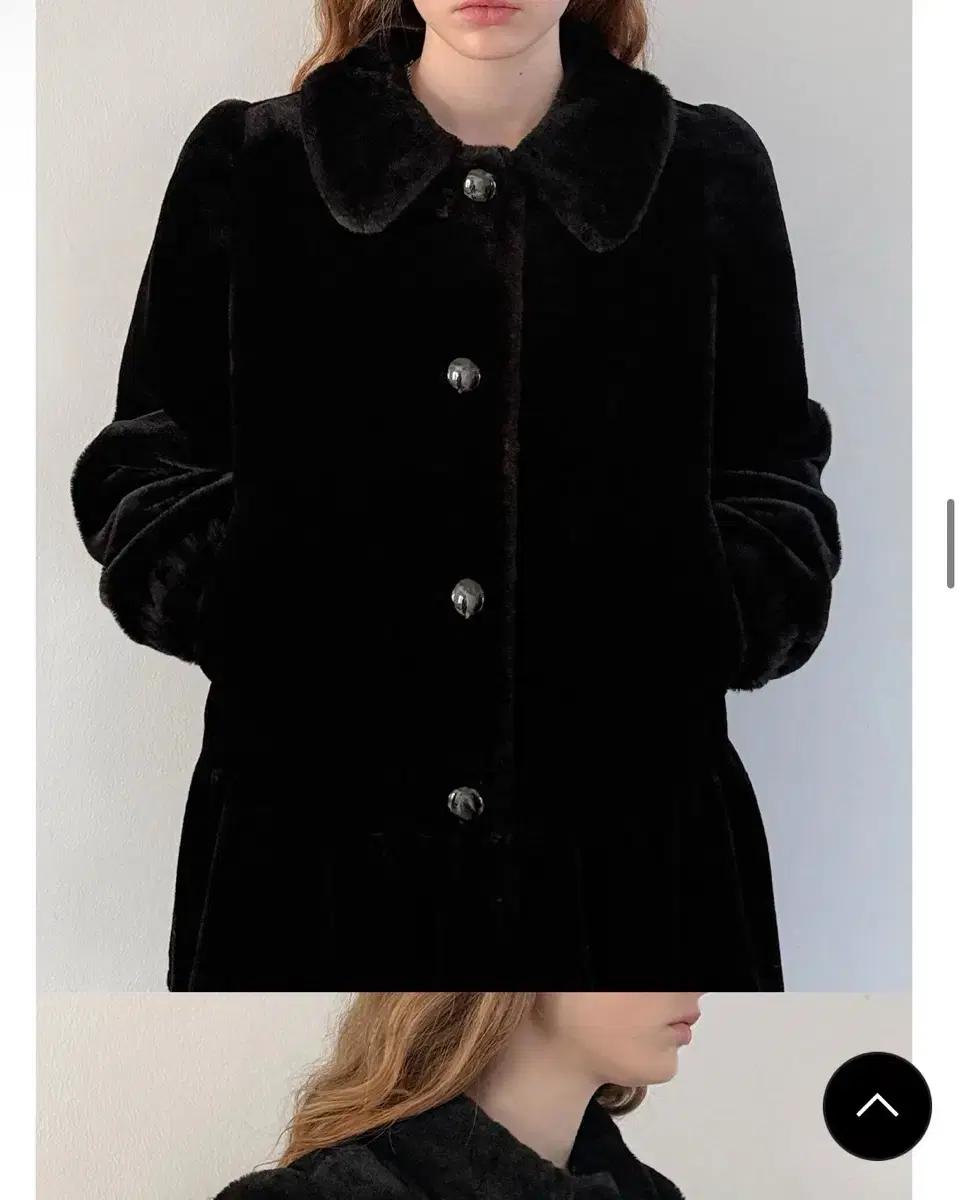 시눈 SN 러플 셔링 퍼 코트 블랙 (택 달린 새상품)