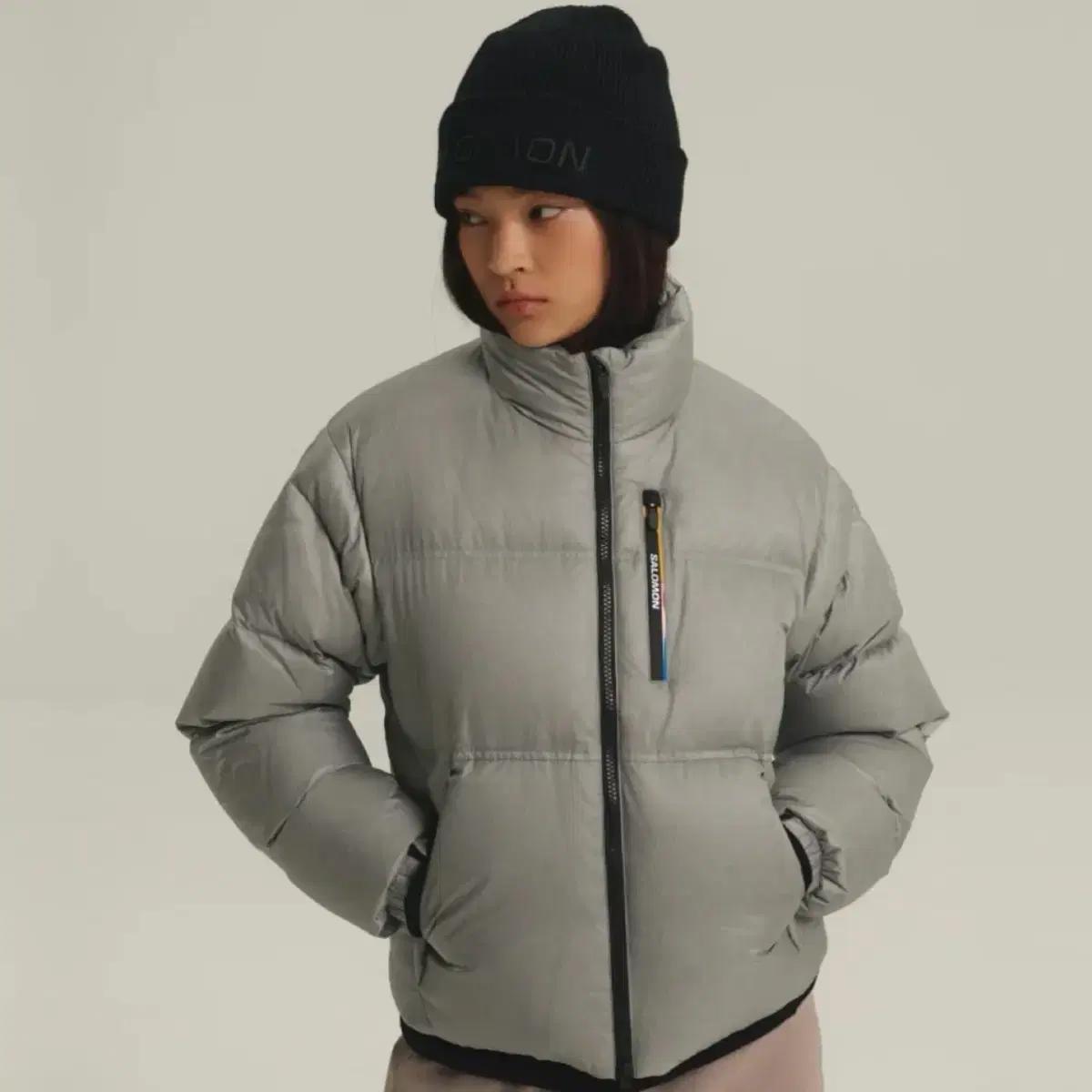 새상품/) 살로몬 컨투어 크롭 다운 자켓 패딩